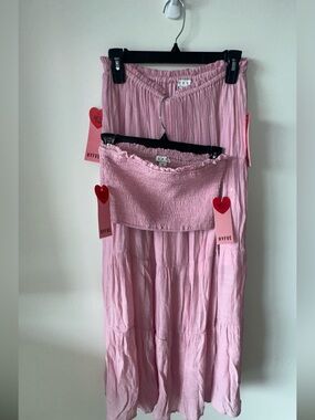 HYFVE Light Pink Smocked Tube Tiered Maxi Dress